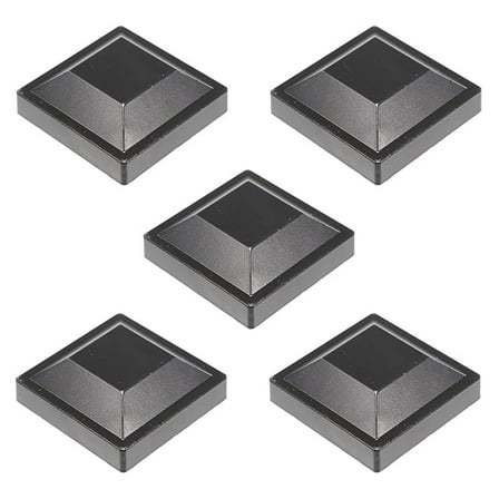Aluminum Fence Post Caps - 3x3 Inch Square Black Post Caps (5 Pack) | Weather Resistant Decorative Fence Post Covers | Rustproof Aluminum Fence Accessories