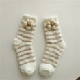 thumbnail image 2 of CNEJRHG 1Pair Womens Fuzzy Socks Winter Thickening Coral Velvet Cozy Slipper Socks Warm Flower Decor Mid-Calf Floor Socks Indoor Outdoor Crew Socks for Women White, 2 of 3