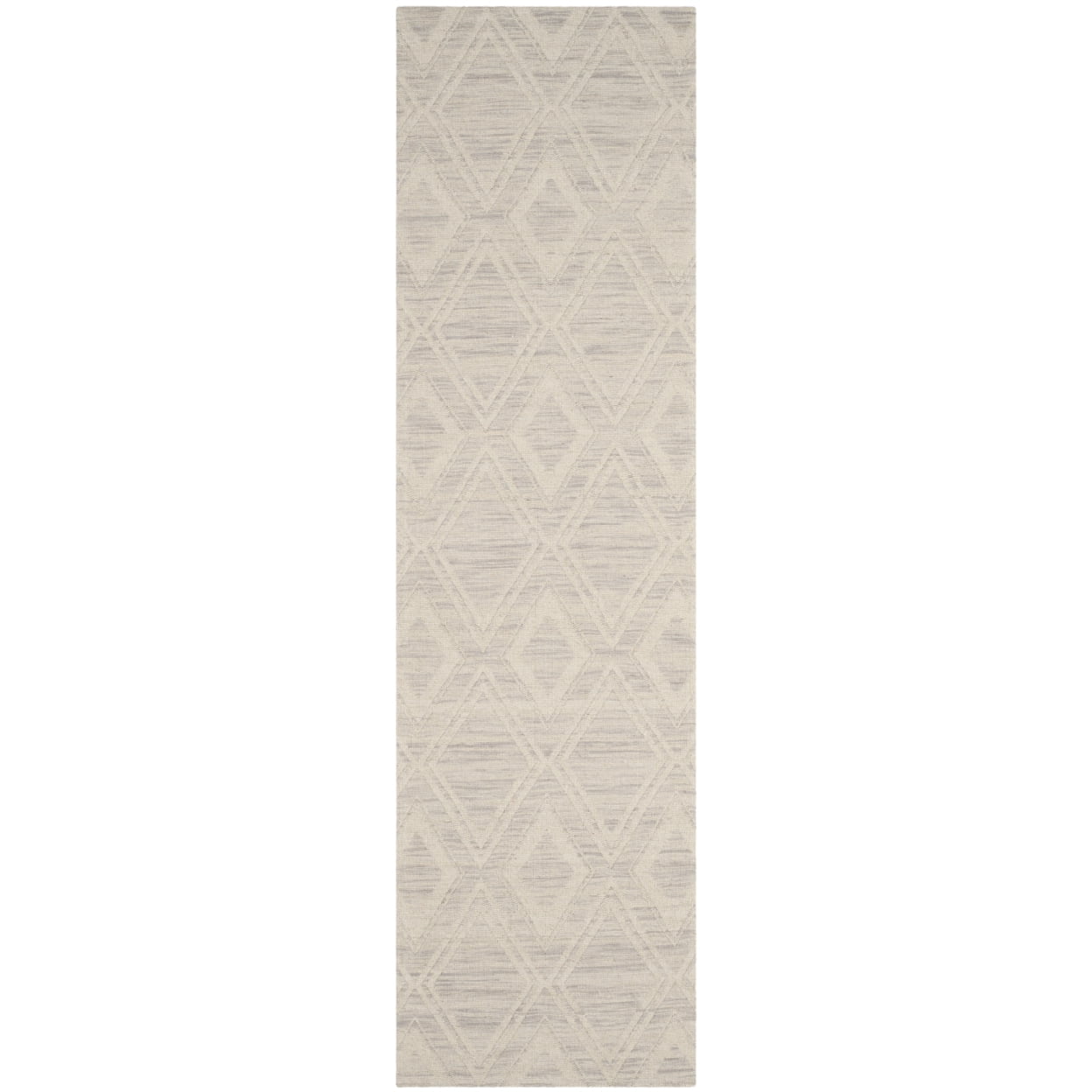 SAFAVIEH Marbella Alicia Geometric Diamonds Wool Area Rug, Silver/Ivory, 6' x 6' Round
