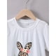 thumbnail image 3 of Camiseta de verano de manga corta para niña con estampado de 'Flor, leopardo, conejo', cómoda camiseta de manga corta con cuello redondo, perfecta para ropa informal de verano, niña, 3 of 6