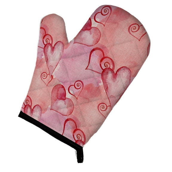 Caroline's Treasures Watercolor Red Hearts Oven Mitt