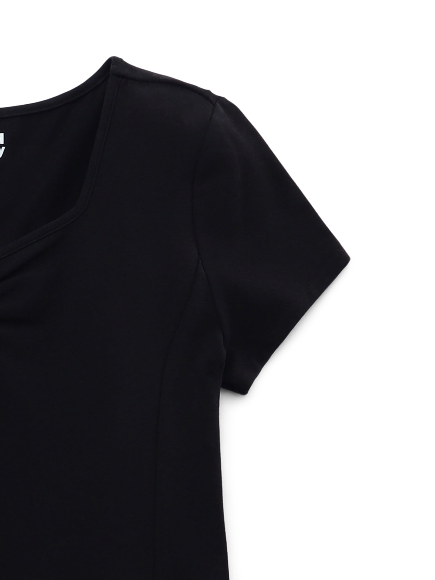 Weekend Academy Girls Short Sleeve Knit Ruched Neck Dress, Sizes 4-18