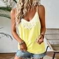 thumbnail image 6 of FRSASU Women's V Neck Lace Tank Tops Summer Stripe Color Block Casual Sleeveless Shirts Tops Yellow, 6 of 9