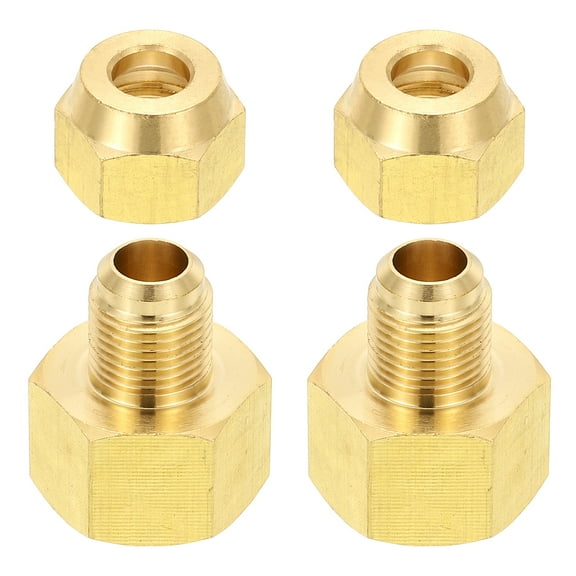 Uxcell 2Pcs 5/8" Flare Female x 3/8" Flare Male Brass Flare Pipe Fitting with Flare Nut