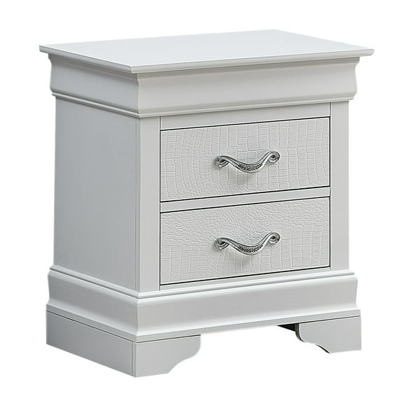 Nightstand 2 Drawer Silver Champagne Finish Modern Bedroom Furniture