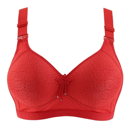 

RYRJJ Push Up Wireless Bra for Women Plus Size Cute Solid Seamless Everday Bra Full-Coverage Comfortable Underwear Women Bralette(Red 40BCD)