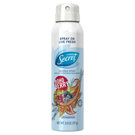 Secret Invisible Spray Antiperspirant and Deodorant for women, Boho Berry, 3.8