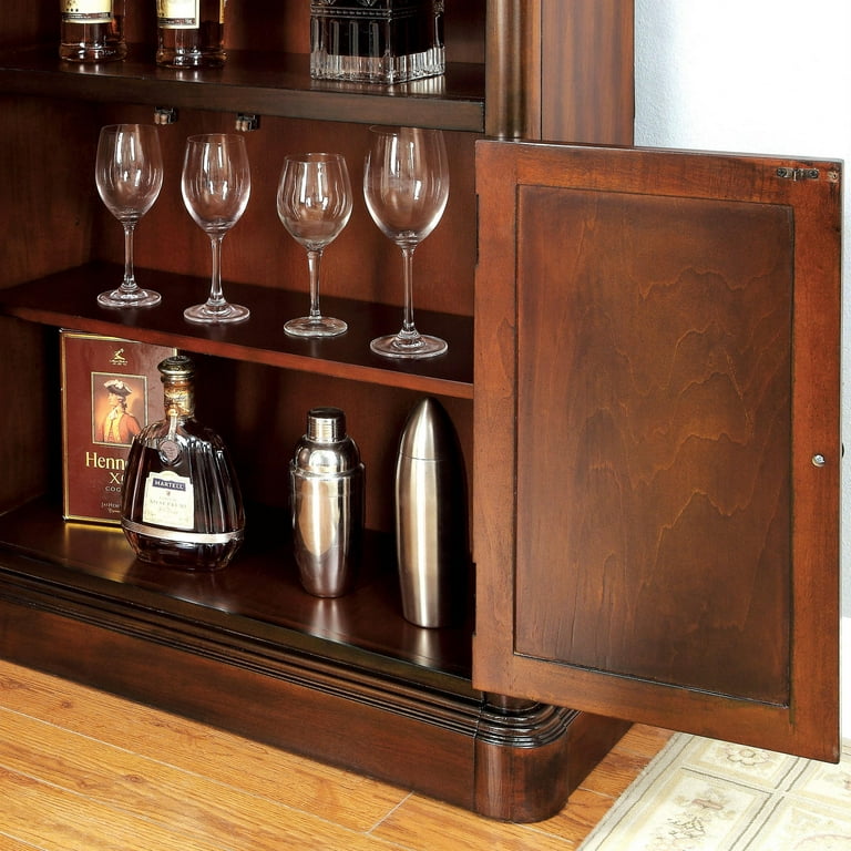 Furniture of America Myron Traditional Corner Home Bar Dark Cherry