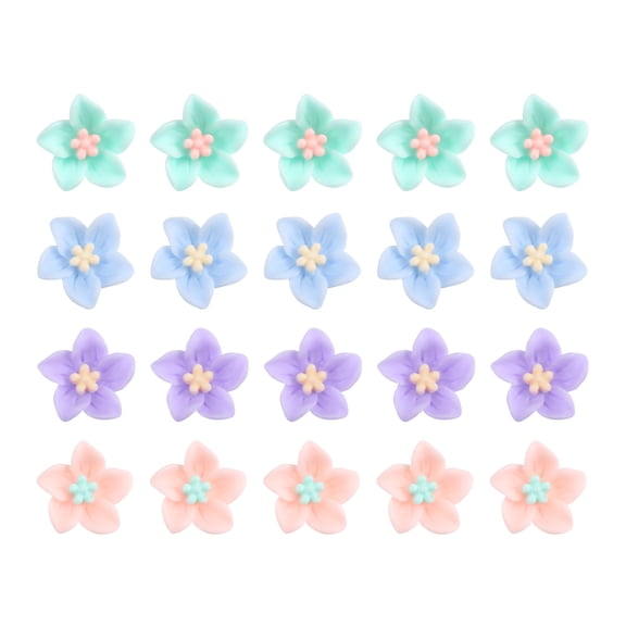 Unique Bargains 20Pcs Small Cute Mini Flower Hair Clips Purple Green