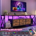 thumbnail image 5 of Rustic TV Stand with LED Lights for TVs up to 80 Inches, 6 Drawers Entertainment Center with Open Storage Shelves & Power Outlets, 63" TV Media Console Table for Living Room Bedroom,Brown, 5 of 9