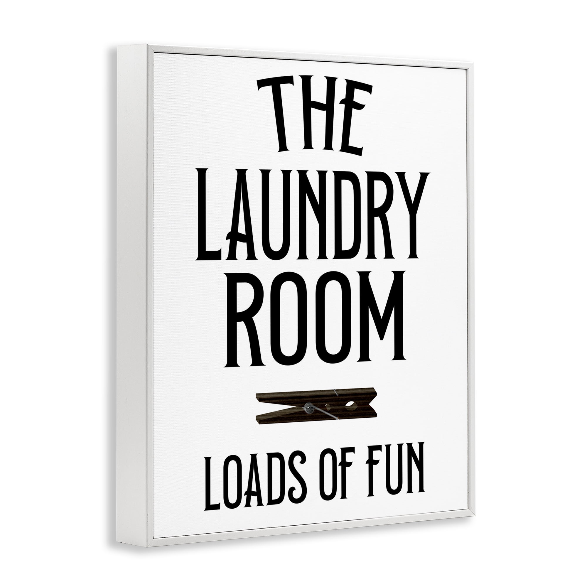 Loads Of Fun Clothespin White Framed Giclee Art, design by Kim Allen