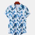 thumbnail image 3 of TAIAOJING Men's Casual Blouse Summer Printed Collar Cotton And Linen Loose Short Sleeved Button Down Shirt, 3 of 5