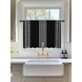 thumbnail image 3 of Sheer Curtains 45 Inch Length, Black Boho Semi Sheer Curtains Light Filtering Window Treatment, Vintage Abstract Striped Geometric Motifs Privacy Voile Drapes for Living Room Bedroom 52x45 Inch, 3 of 7