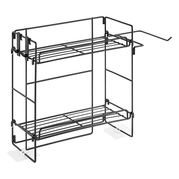 13.83-Inch Tall Double-Layer Black Toilet Shelf