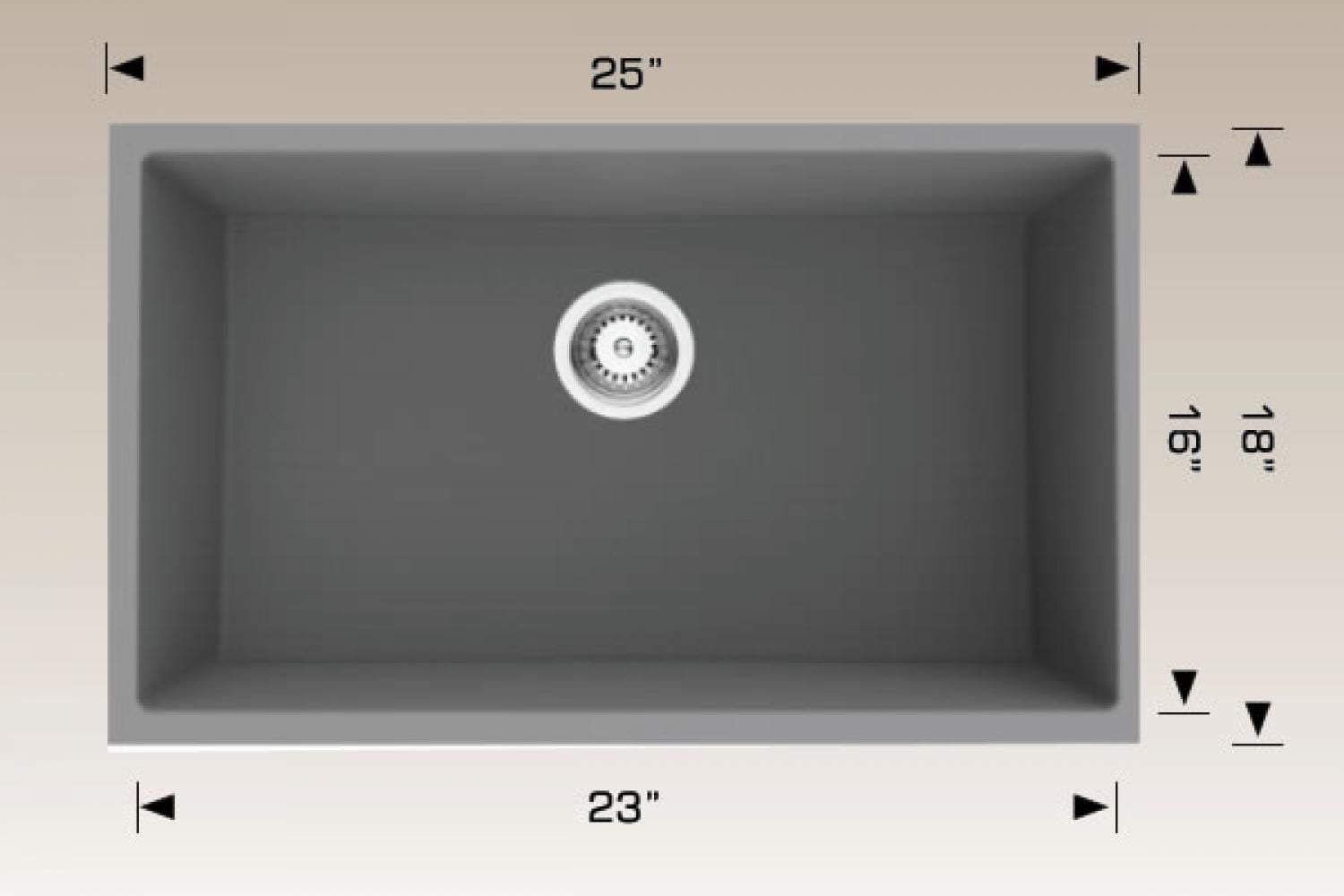 American Imaginations 25 pouces. W Évier de cuisine composite en granit gris approuvé CSA avec 1 bolAI-34561