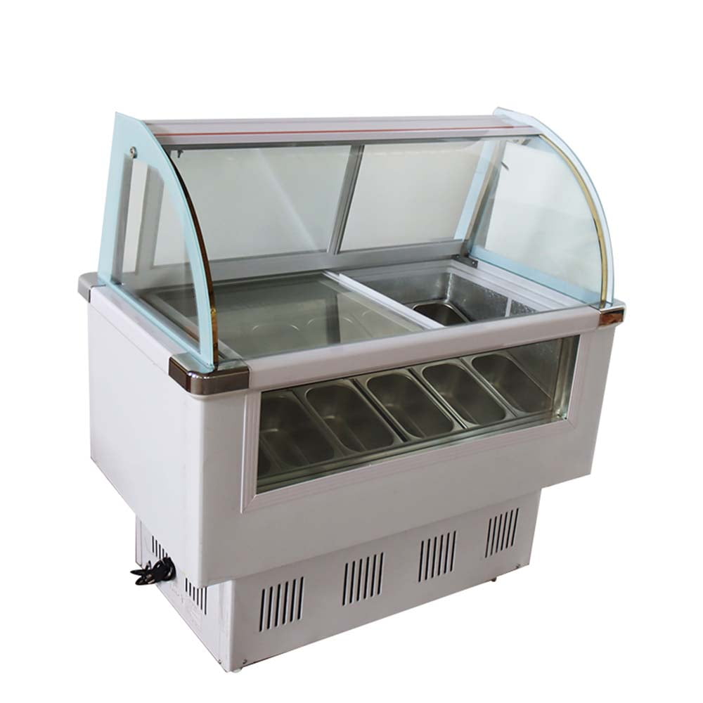 INTBUYING Commercial 12 Pan Hard Ice Cream Showcase Gelato Dipping Cabinet Freezer Display Case
