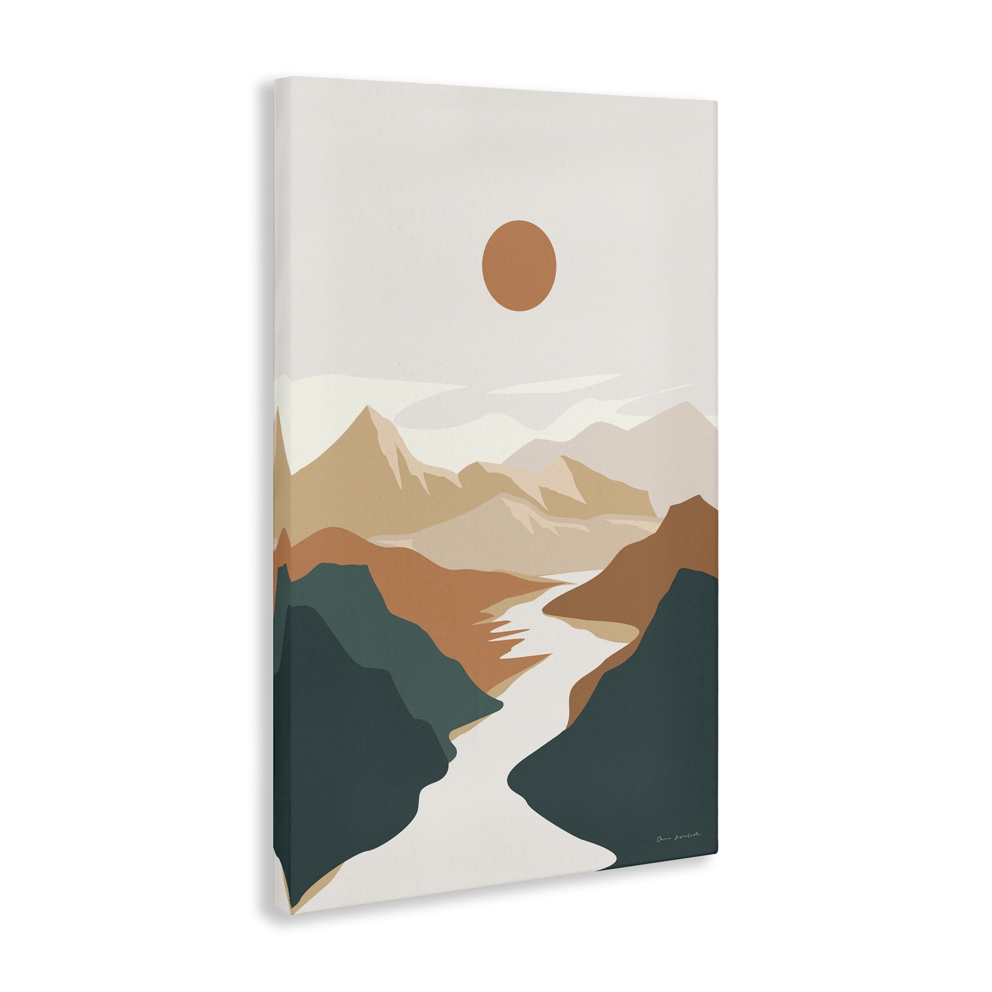 Stupell Industries Boho Mountain Valley Landscape & Nature Painting Wrapped Canvas Art Print Wall Art, 24 x 36