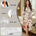 thumbnail image 6 of Yuyamidu Horse Robe for Women Long Dressing Gown Mid-Length Ladies Robes Size M Fashion V-Neck Casual Bathrobe with Waist Belt Soft Long Sleeve Night Dress for Sleeping, 6 of 7