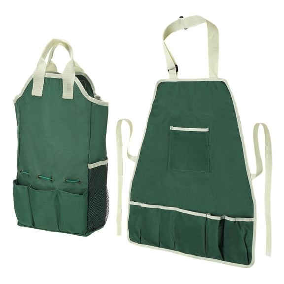 Uxcell Garden Tool Set, Oxford Cloth Garden Multi-Purpose Gardening Apron & Tool Bag Organizer Bag with Pockets, Green