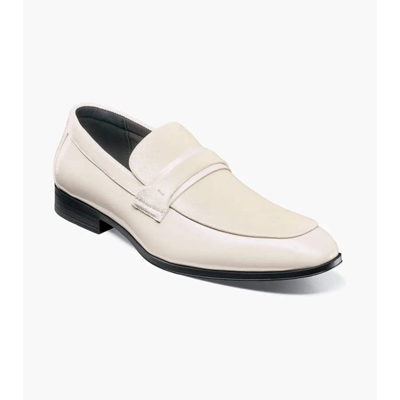 Stacy Adams Spratley Moc Toe Saddle Slip On Dress Shoes Ivory 25686-101