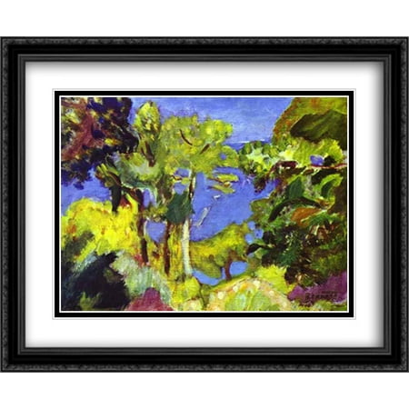 Landscape of Cote d Azur 2x Matted 34x28 Large Black Ornate Framed Art Print by Bonnard, (Best Beaches In Cote D Azur)