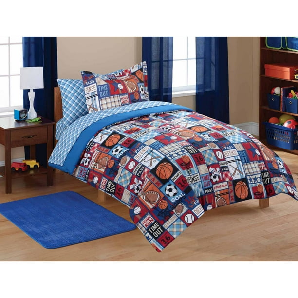 Mainstays Kids Sports Patch Coordinated Bed In A Bag 1 Each