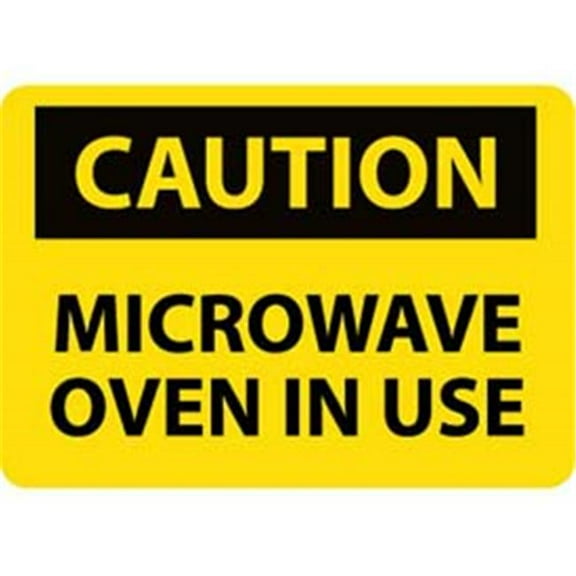 National Marker C180R Caution Microwave Oven OSHA Sign, 7 x 10 in., Yellow & Black