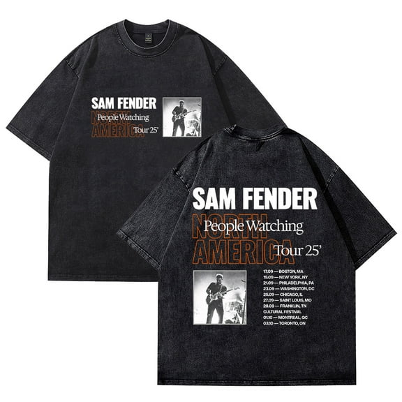 Sam Fender People Watching North America Tour 2025 Washed Cotton Tee Women Men Short Sleeve Fashion T-shirt