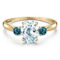 thumbnail image 3 of Gem Stone King 10K Yellow Gold Sky Blue Aquamarine and London Blue Topaz 3-Stone Ring for Women | 1.46 Cttw | Oval 8X6MM | Gemstone March Birthstone | Size 9, 3 of 6