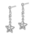 thumbnail image 3 of Auriga Fine Jewelry 925 Sterling Silver Rhodium-plated Diamond-cut Mesh Star Dangle Post Earrings for Women, 3 of 6