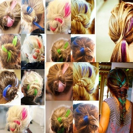 4pcs Clip On In Colored Party Highlights Straight Hair Toupee