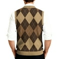 thumbnail image 4 of Resicozy Mens Plaid Sweater Vests V-Neck Sleeveless Fashion Casual Cardigan Vest Fall Winter Tank Top Coffee S, 4 of 7