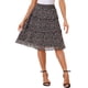 thumbnail image 1 of Faldas florales para mujeres Inspire Chic, falda de gasa de verano con cintura elástica fruncida, estilo A-line, longitud por debajo de la rodilla, falda con volantes, color negro, 1 of 5