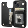 thumbnail image 1 of Funda tipo cartera con tarjetero para iPhone 13 brillar Piel Sintética Negro, 1 of 5