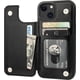 thumbnail image 1 of Compatible con iPhone 13 Funda tipo cartera con tarjetero, funda de piel sintética con ranuras para tarjetas, doble cierre magnético, cubierta duradera a prueba de golpes de 6,1 pulgadas (negro) JM, 1 of 5