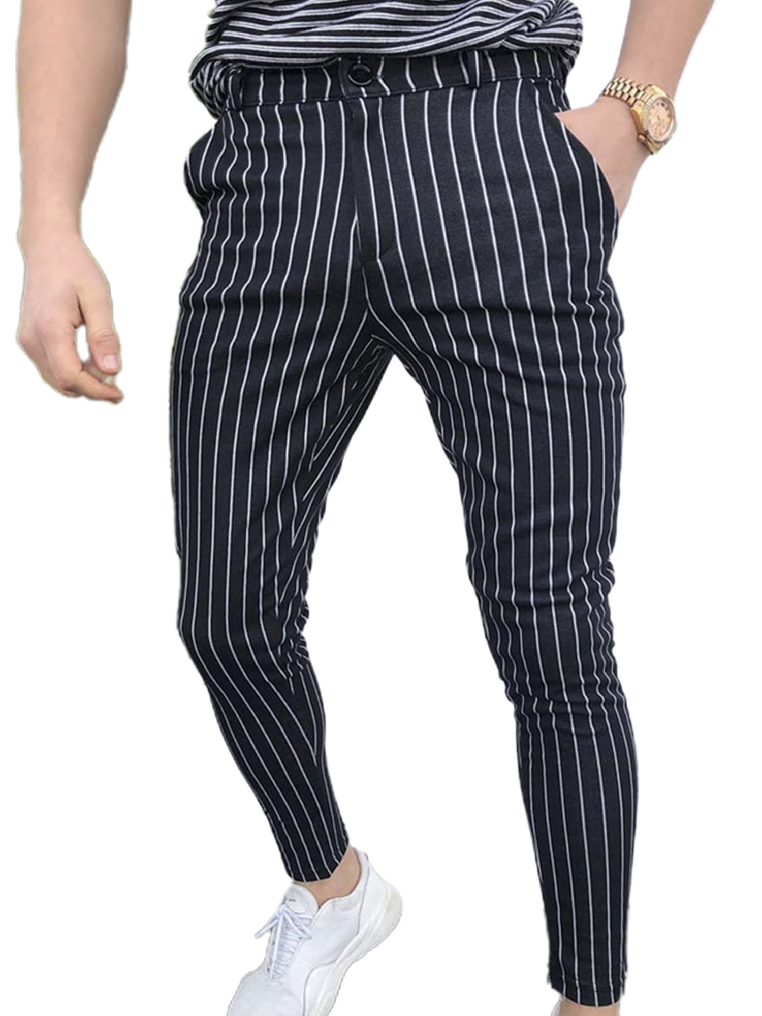 Mens Casual Striped Pants Fomal Party Dress Slimming Trousers - Walmart.com