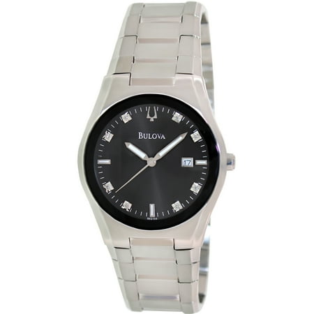 Bulova Men's Diamond 96D104 Silver Stainless-Steel Quartz Watch