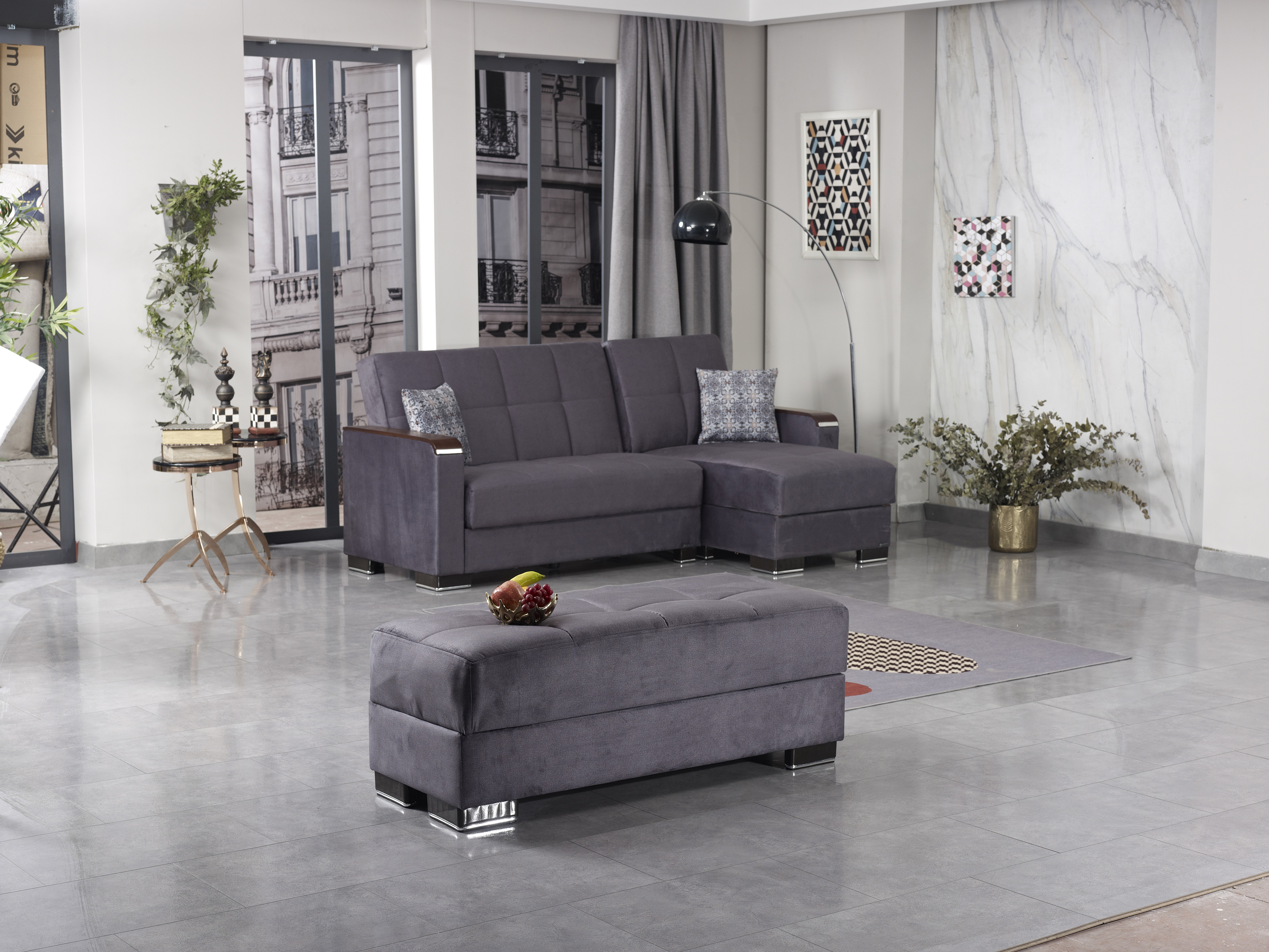 Ottomanson Origins X Upholstered Storage Ottoman, Gray