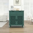 thumbnail image 5 of Vastcury 31.5" Retro 2 Door Cabinet with 2 Drawers, Hollow Carved Sideboard with Adjustable Shelves for Living Room, Dark Green, 5 of 10