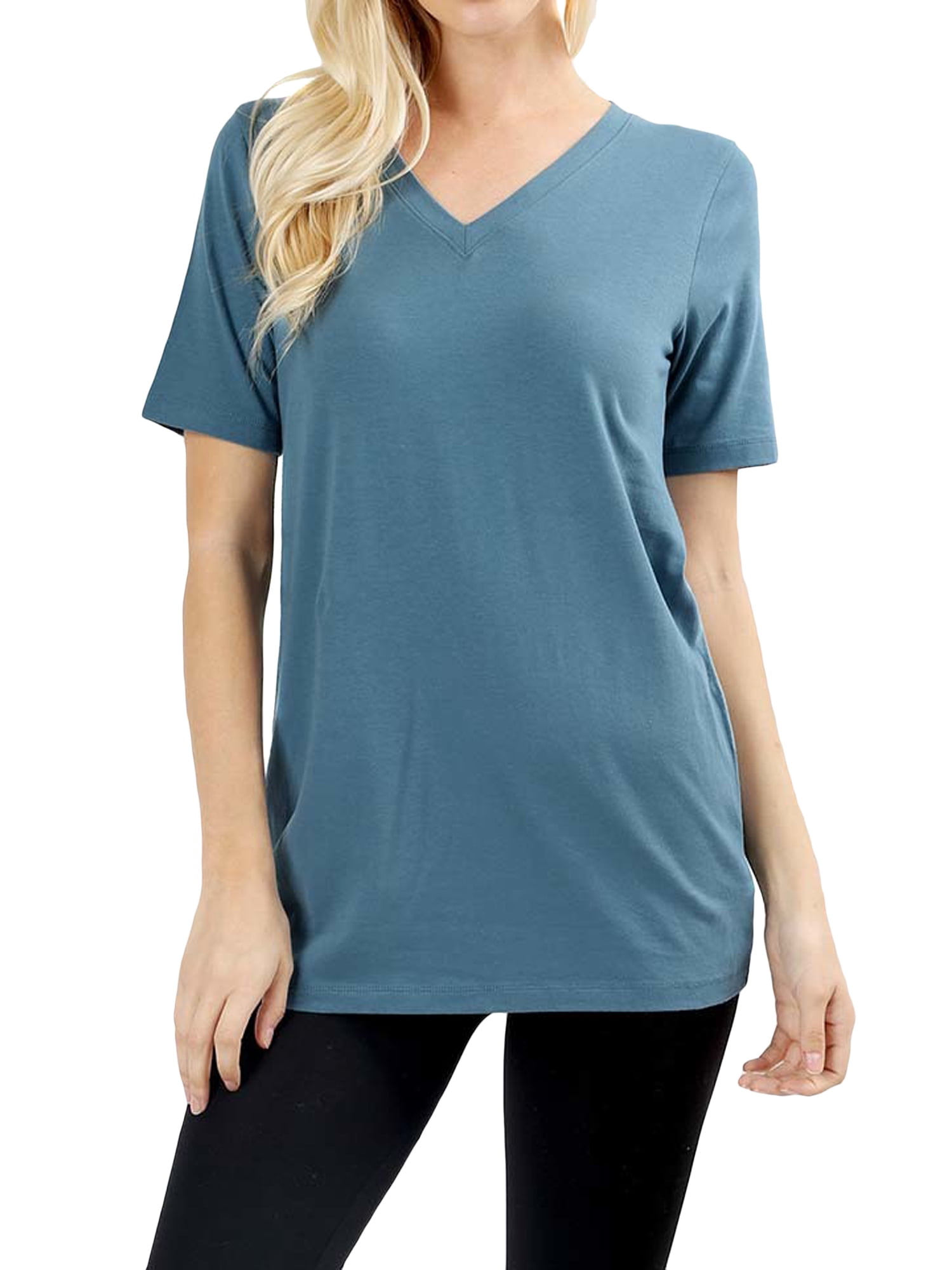 Zenana Women & Plus (S3X) Cotton VNeck Short Sleeve Casual Basic Tee Shirts