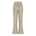 thumbnail image 5 of LLYwey Hiking Pants Women Ladies New Solid Color Sexy Fashionable Casual High Waist Sequin Trumpet Pants New Full Length Pants Trousers Regular Fitted Beige XXL, 5 of 9