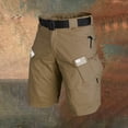 thumbnail image 2 of LWavelet Men's Tactical Cargo Shorts Multi-Pocket American Flag Print Outdoor Shorts with Belt Brown XL, 2 of 3