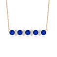 thumbnail image 2 of ANGARA Lab Grown 3 Ct Blue Sapphire and Diamond Garland Necklace for Women in 14K Yellow Gold (Size-5mm) | September Birthstone, Anniversary, Jewelry Gift for Women | Lab-Grown Blue Sapphire Necklace, 2 of 11