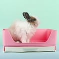 thumbnail image 4 of Flmtop Pet Rabbit Splash-proof Litter Mesh Box Potty Trainer with Drawer Corner Toilet White, 4 of 9