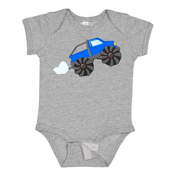 Inktastic Blue Monster Truck Action Boys or Girls Baby Bodysuit