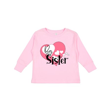 

Inktastic Big Sister with Hearts Gift Toddler Toddler Girl Long Sleeve T-Shirt