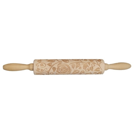 

Tnjskce Embossed Rolling Pins Engraved Wooden Rolling Pin Wooden Dough Roller with Flower Pattern for Kids and Adults Kitchen DIY Tool for Baking Embossed Cookies Pastry Pizza Dough Fondant Pie Crust