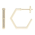 thumbnail image 2 of ANGARA Natural Diamond Hexagonal Hoop Earrings in 14K Yellow Gold for Women (Size-1.2mm| Color-K| Clarity-I3) | April Birthstone, Anniversary, Jewelry Gift for Women | Natural Diamond Earrings, 2 of 8