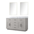 thumbnail image 2 of Abbey 60" W White Oak Double Vanity Carrara Marble Top and 55" Mirror, 2 of 6
