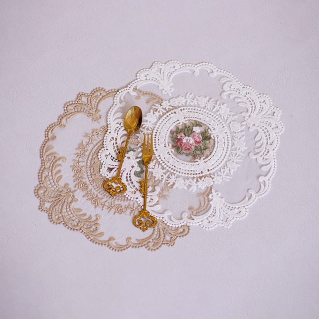 Funda para muebles, mantel individual de tela con encaje bordado ovalado europeo, posavasos para mesa de café, diseño de clase mundial